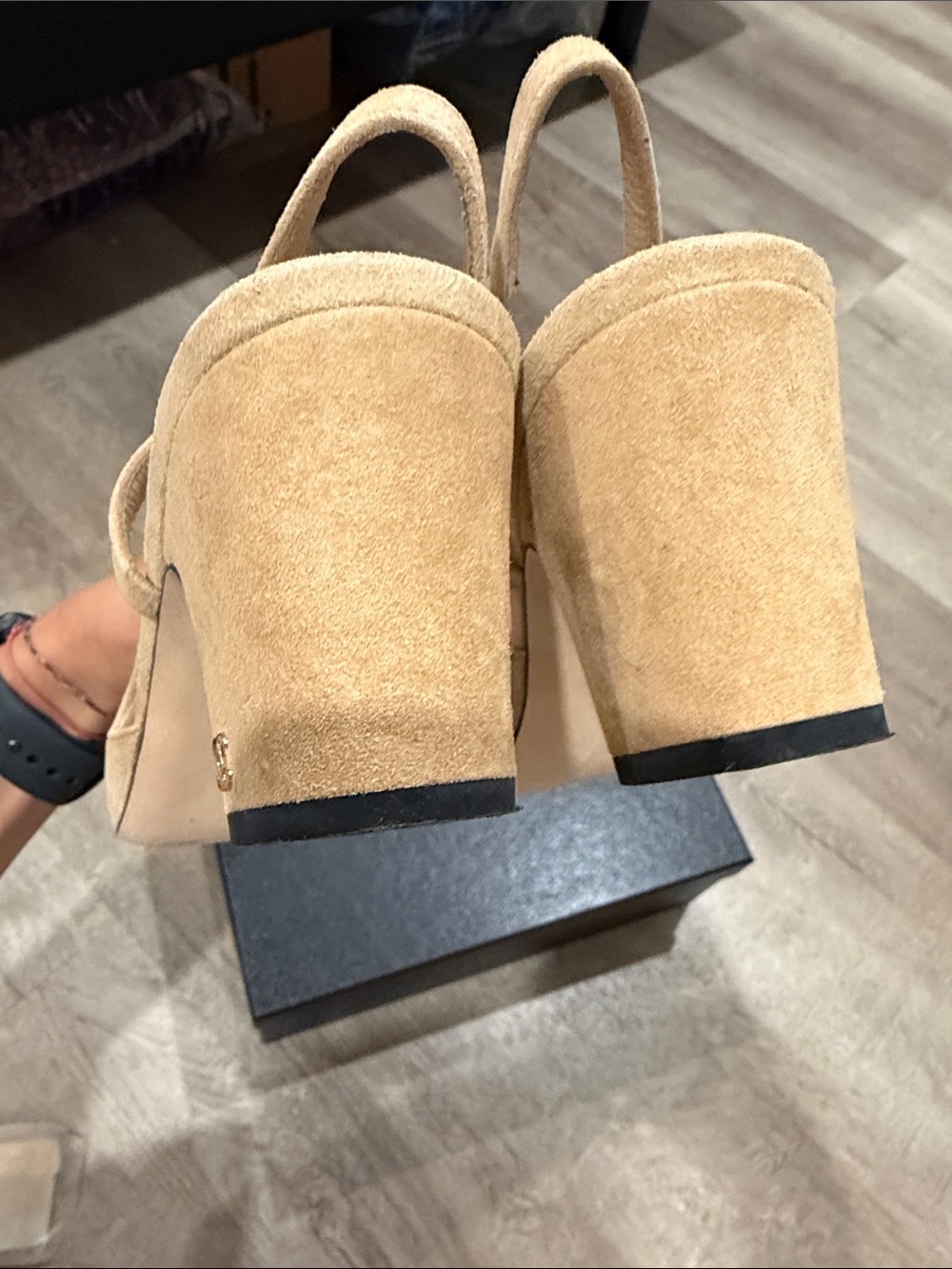 CHANEL classic beige & black suede Sling backs Shoes 39 - Picture 5 of 6